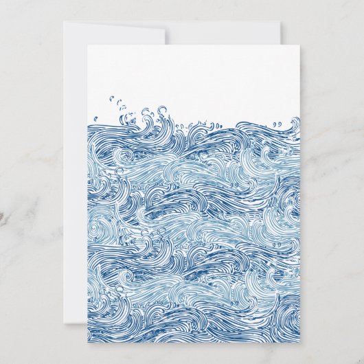 Sailboat and Waves Elegant Navy Blue Wedding Einladung (Rückseite)