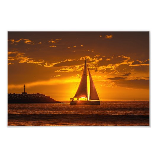 Sailboat at Sunset - Marina Del Rey, CA Fotodruck (Vorne)
