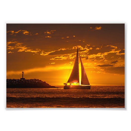 Sailboat at Sunset - Marina Del Rey, CA Fotodruck (Vorne)