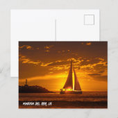 Sailboat at Sunset - Marina Del Rey, CA Postkarte (Vorne/Hinten)