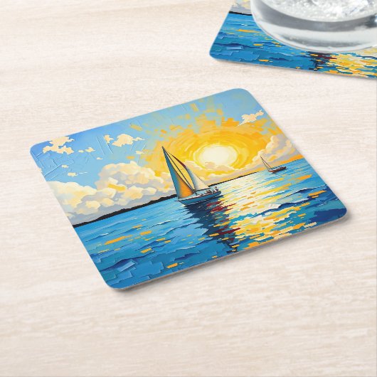 Sailboat at Sunset Rechteckiger Pappuntersetzer (angewinkelt)