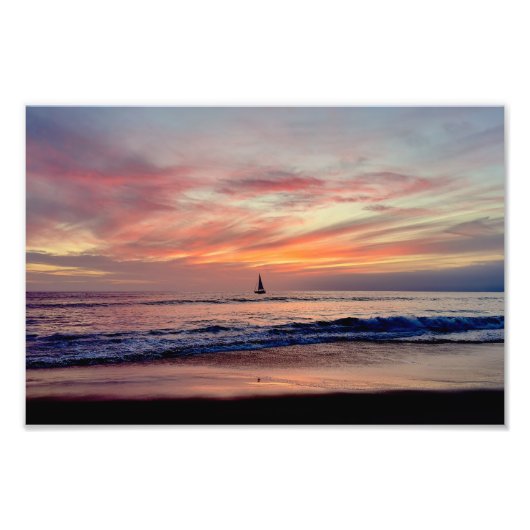 Sailboat at Sunset - Venice Beach, CA Fotodruck (Vorne)
