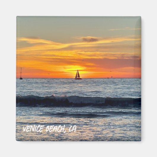Sailboat at Sunset - Venice Beach, CA Magnet (Vorne)