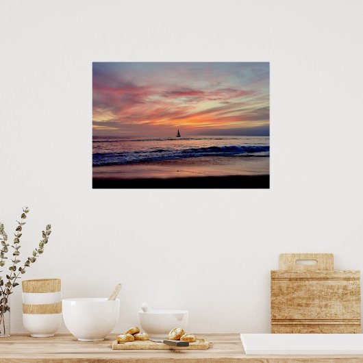 Sailboat at Sunset - Venice Beach, CA Poster (Küche)