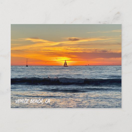 Sailboat at Sunset - Venice Beach, CA Postkarte (Vorderseite)