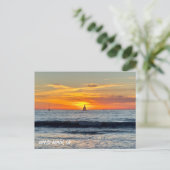 Sailboat at Sunset - Venice Beach, CA Postkarte (Stehend Vorderseite)