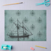 Sailboat auf Green Decoupage Seidenpapier (Basteln)