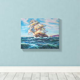 Sailboat auf Rough Waters Fine Art Malerei 10x8 Leinwanddruck