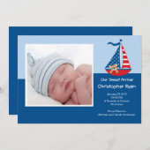 SAILBOAT Baby Boy Foto Ankündigung (Vorne/Hinten)