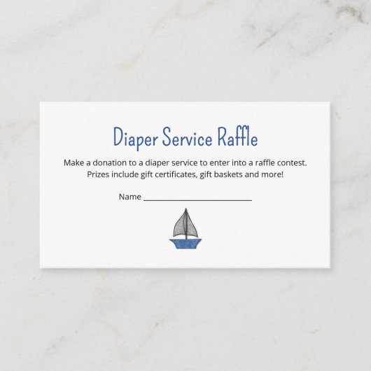 Sailboat Baby Boy Shower Diaper Service Raffle Begleitkarte (Vorderseite)