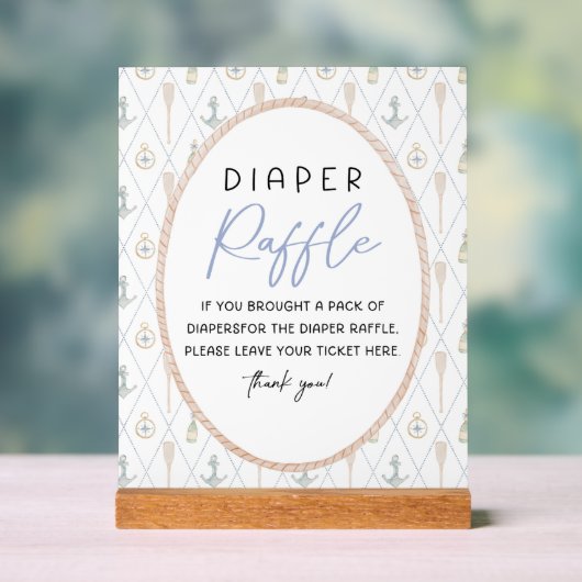 Sailboat Baby Shower Games - Diaper Raffle Sign Acrylschild (Neutral)