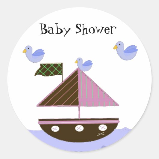 Sailboat Baby Showthema Runder Aufkleber (Vorderseite)