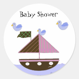 Sailboat Baby Showthema Runder Aufkleber