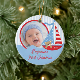 Sailboat Baby's First Christmas Foto Ornament