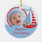 Sailboat Baby's First Christmas Foto Ornament (Vorne)