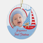 Sailboat Baby's First Christmas Foto Ornament (Links)