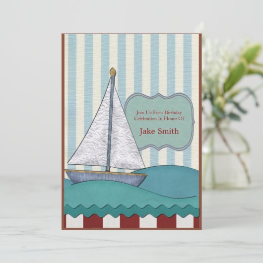 Sailboat Birthday Einladung (Stehend Vorderseite)