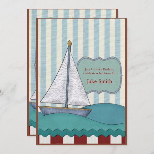 Sailboat Birthday Einladung (Vorne/Hinten)