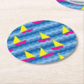 Sailboat Birthday Party Runder Pappuntersetzer (Angewinkelt)