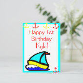 Sailboat Birthday Postkarte (Stehend Vorderseite)