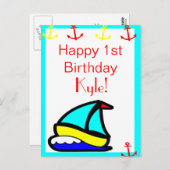 Sailboat Birthday Postkarte (Vorne/Hinten)