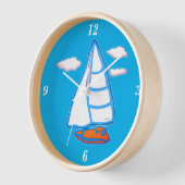 Sailboat Blue and White Nautic Wall Clock Uhr (Winkel)