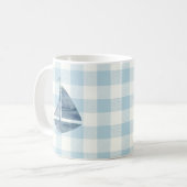 Sailboat Blue Gingham Karo Pattern Kaffeemaschine  Kaffeetasse (Vorderseite Links)