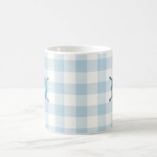 Sailboat Blue Tiller Gingham Karo Pattern Kaffeetasse (Mittel)