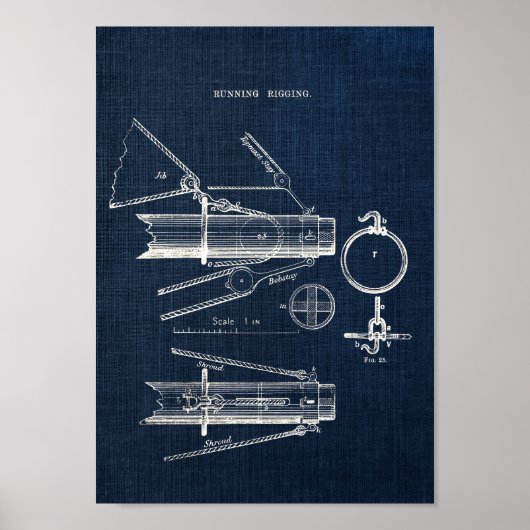 Sailboat Blueprint no 4 Nautical Wall Art Poster (Vorne)