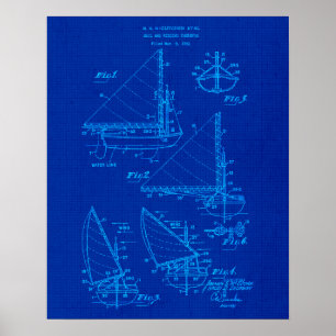 Sailboat Blueprint Nr. 4 Nautical Themed Poster
