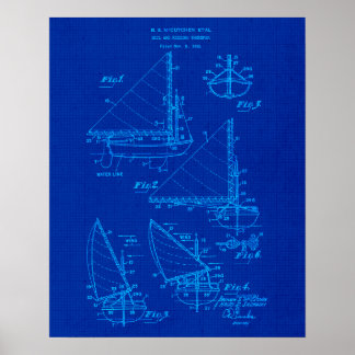 Sailboat Blueprint Nr. 4 Nautical Themed Poster