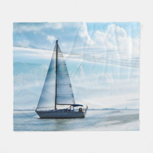 SailBoat & Clouds Fleece Blanket