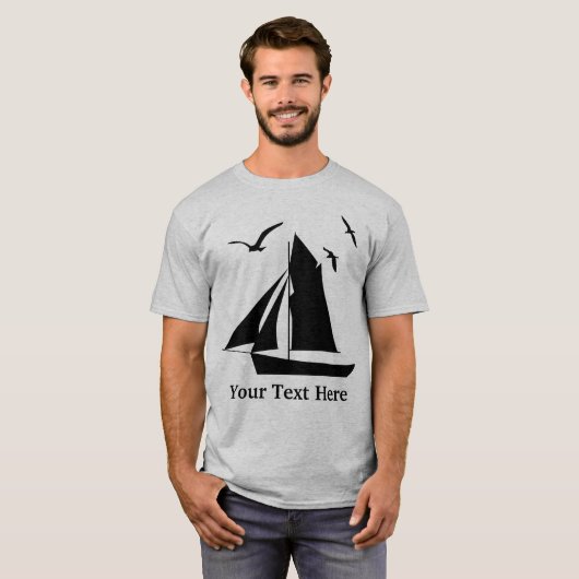 Sailboat Custom Basic Grau T - Shirt (Vorne ganz)
