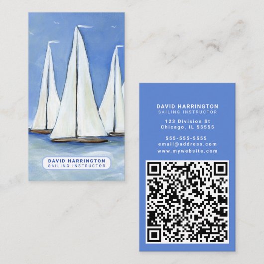 Sailboat Custom QR Code Scannable Coast Vertikal Visitenkarte (Vorne/Hinten)