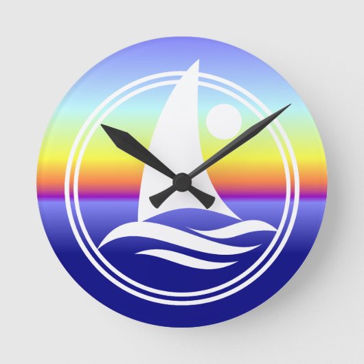 Sailboat Design Runde Wanduhr (Vorderseite)