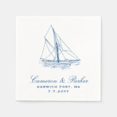 Sailboat Elegant Blaue Hochzeit der Marine Serviette (Vorderseite)