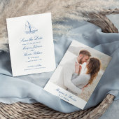 Sailboat Elegant Navy Blue Wedding Foto Save The Date