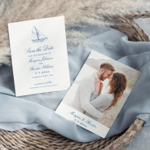Sailboat Elegant Navy Blue Wedding Foto
