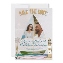 Sailboat-Flat-Save the Date-Karte des nautischen F