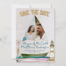 Sailboat-Flat-Save the Date-Karte des nautischen F Save The Date