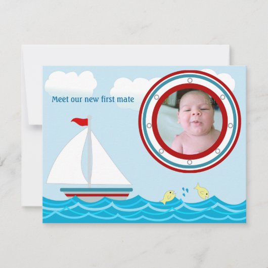 Sailboat Geburtsankündigung Ankündigung (Vorderseite)