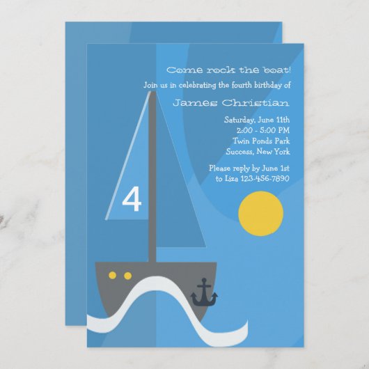 Sailboat Geburtstagsparty Einladung (Vorne/Hinten)