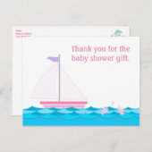 Sailboat Girl Babydusche Danke Postcard Postkarte (Vorne/Hinten)