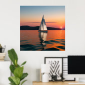 Sailboat Gliding auf Calm Waters Poster (Heimbüro)