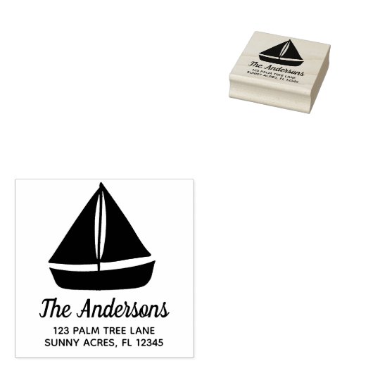 Sailboat Graphic Return Address Gummistempel (Stempel)
