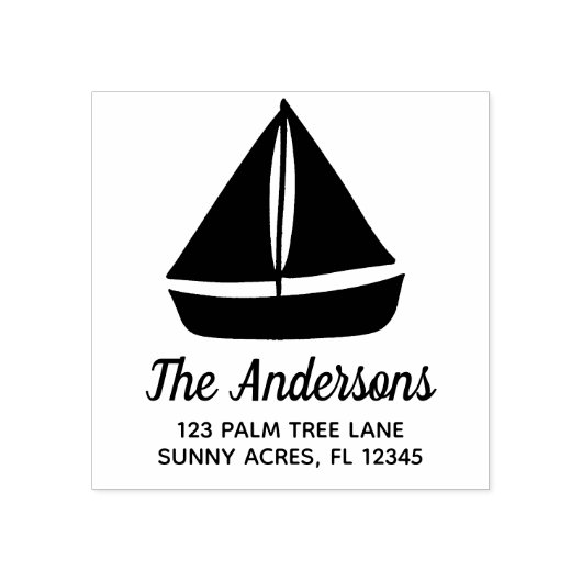 Sailboat Graphic Return Address Gummistempel (Prägung)