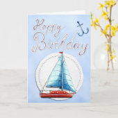 Sailboat Happy Birthday Karte (Gelbe Blume)