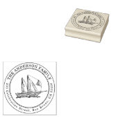 Sailboat Illustration Familienname & Rücksendeadre Gummistempel (Stempel)