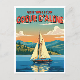 Sailboat in Coeur D'Alene Idaho Postcard Postkarte