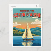 Sailboat in Coeur D'Alene Idaho Postcard Postkarte (Vorne/Hinten)
